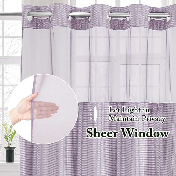 Gibelle Extra Long Shower Curtain 72x86, Waffle Weave Bathroom Shower Curtain - Image 2