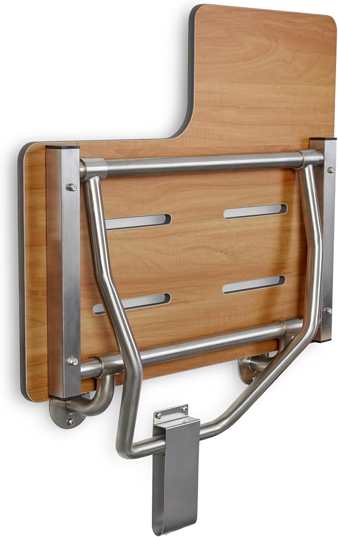 Seachrome 32" x 22.5” Teak Reversible Folding Transfer Tub/Shower Seat - Image 5