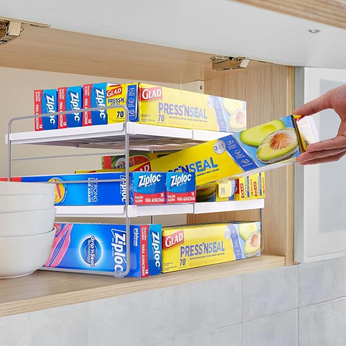 Pantry Organizers and Storage, 3 Tiers Expandable Foil and Plastic Wrap - Image 2