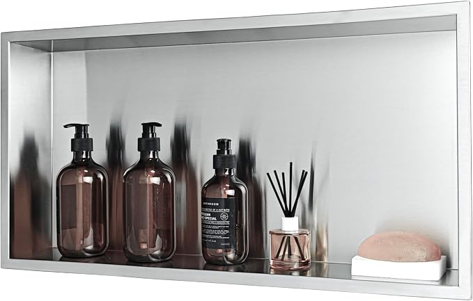 No Tile Needed Shower Niche for Shower Room Storage, Recessed Wall Niche Insert by IKITRAEE