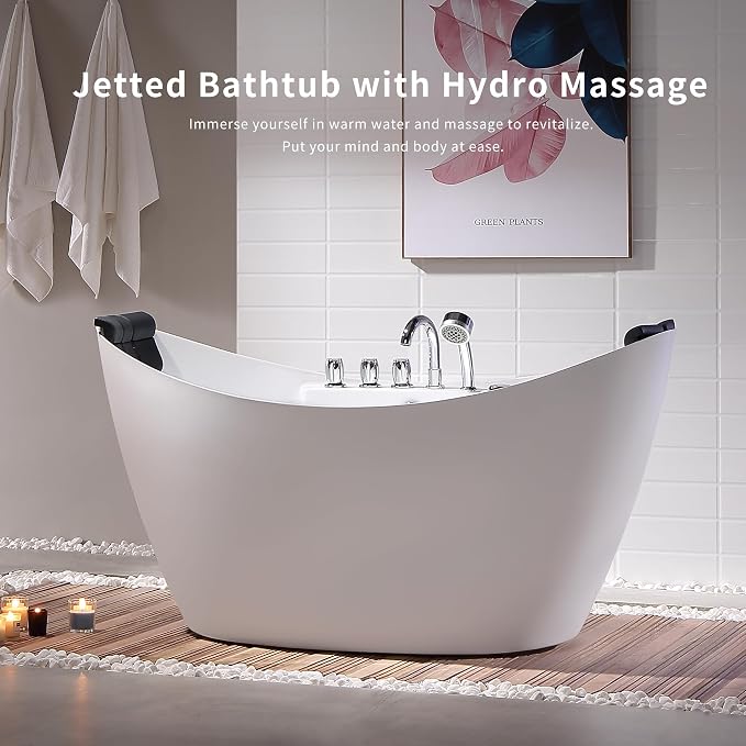 Empava 59" x 28" Freestanding Whirlpool Tub - Image 7