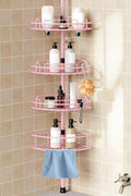 HAMITOR Corner Shower Caddy Tension Pole: 4-Tier Rust-Resistant Adjustable by HAMITOR