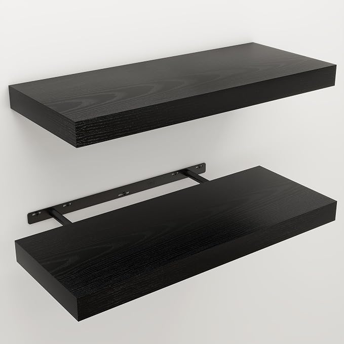Floating Shelves for Wall, 9.3" Deep Wall Mounted Wood Shelves for Bathroom - Image 3