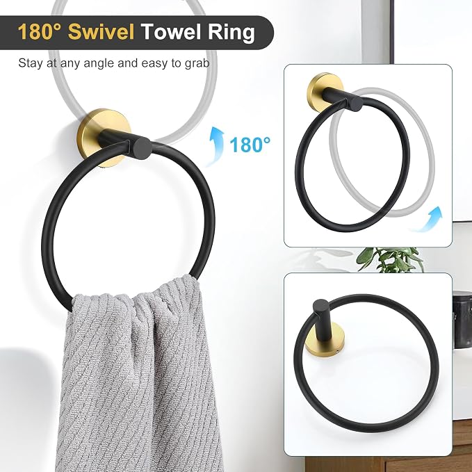 TQKAG Black and Gold Bathroom Hardware Accessories Set 10-Pieces, Premium - Image 5