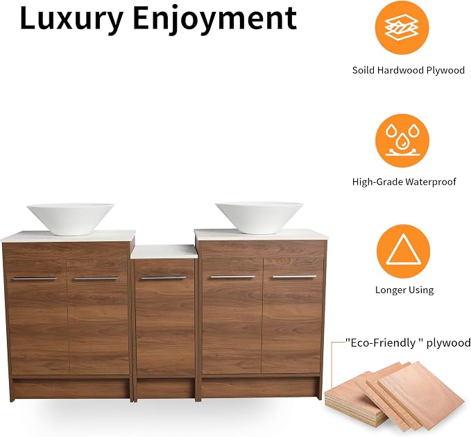 60 Inch Bathroom Vanity with Sink, Mordern Bathroom Vanity, Single Sink - Image 7