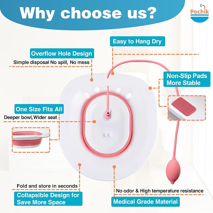 Pochik Sitz Bath for Toilet Seat Hemorrhoids and Postpartum Care, Yoni Steam - Image 7