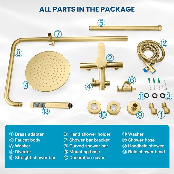 gotonovo Outdoor Shower Fixtures SUS304 Stainless Steel Rain Shower Kit Faucet - Image 9
