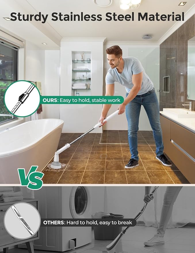 kHelfer Electric Spin Scrubber Kh8, Upgrade Cordless Shower Scrubber 8 - Image 5