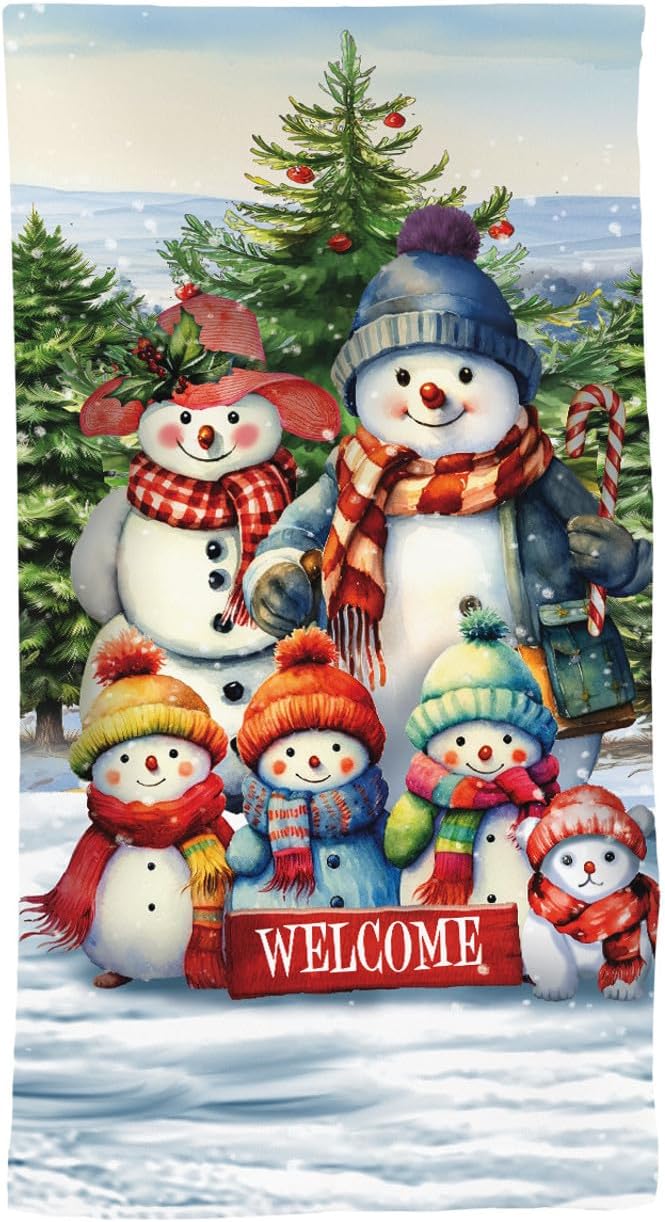 Briarwood Lane Snow Family Cotton Hand Towel by BriarwoodLane