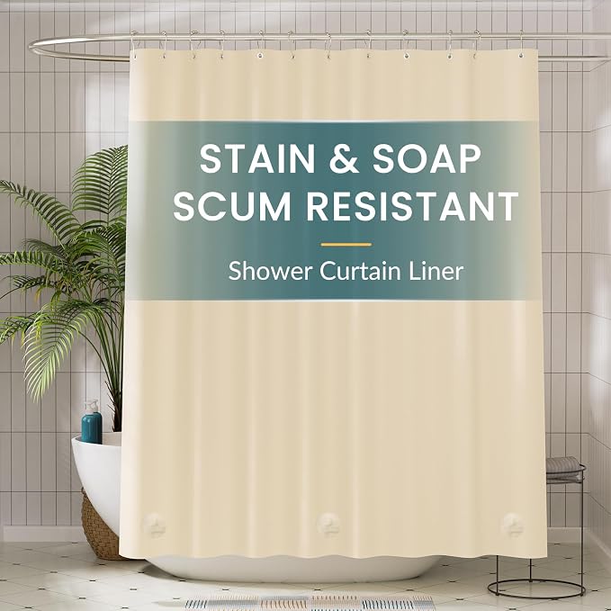 Titanker Plastic Shower Curtain Liner, 72x72 Beige Shower Liner Lightweight by Titanker