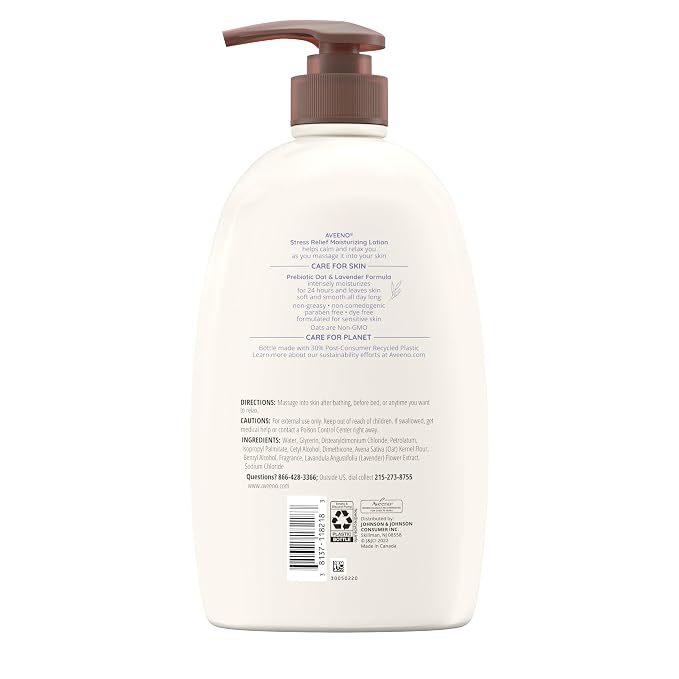 Aveeno Stress Relief Moisturizing Body Lotion 33 Fl Oz, Lavender Scent - Image 9