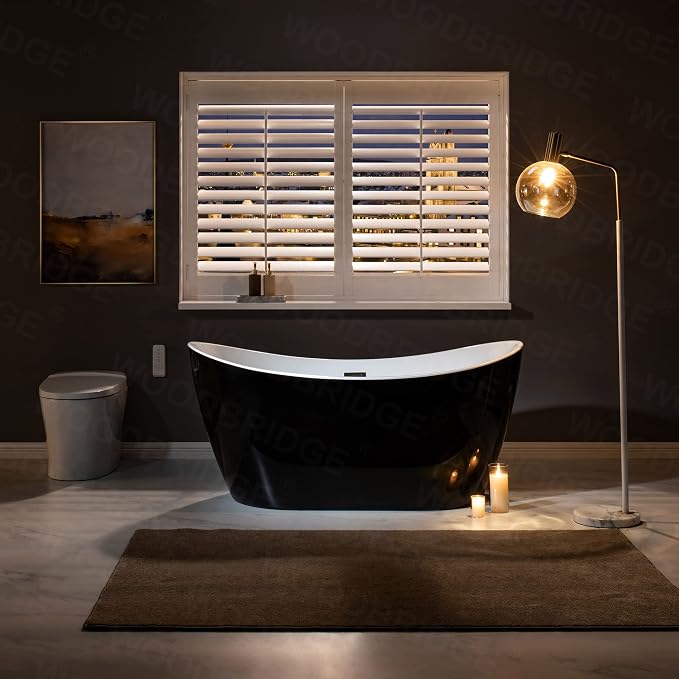 WOODBRIDGE 59" Acrylic Freestanding Bathtub Contemporary Soaking Tub, BTA1816-BN - Image 15