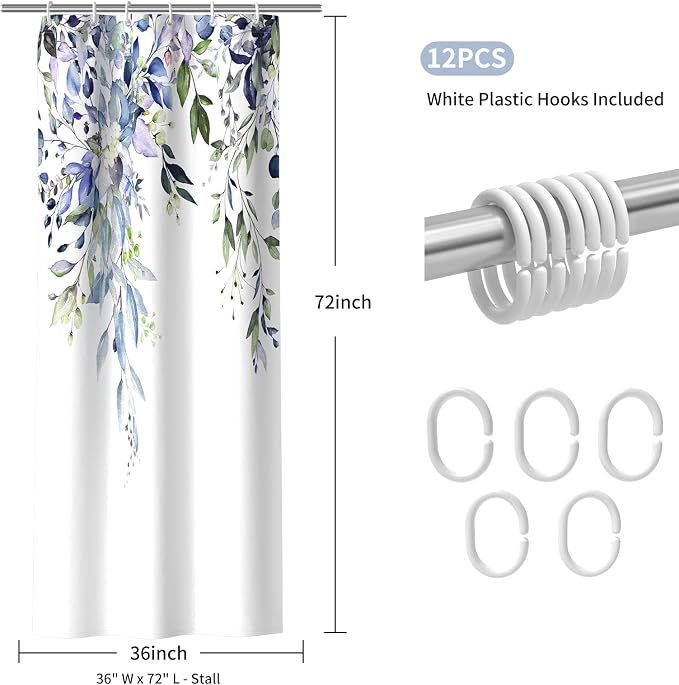 Colorful Star Green Eucalyptus Waterproof Shower Curtain Set - Image 7