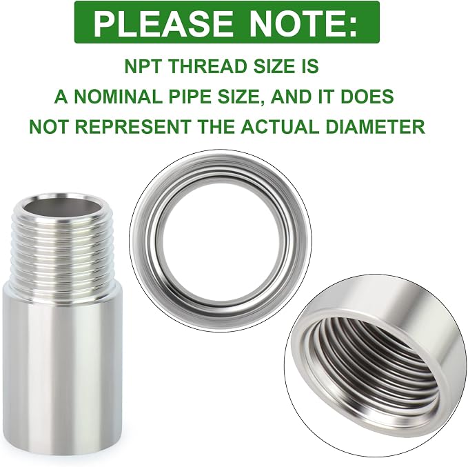 TAISHER 4PCS Stainless Steel Pipe Fittings, 1/4" NPT Male x 1/4" NPT Female - Image 4