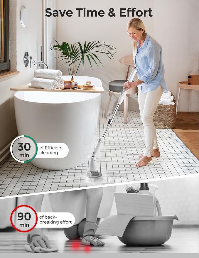 kHelfer Electric Spin Scrubber Kh8, Upgrade Cordless Shower Scrubber 8 - Image 3