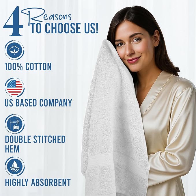 RIVERSIDE 100% Ring Spun Cotton Large Bath Towels Set of 4, 27 x 54 Inches – - Image 5