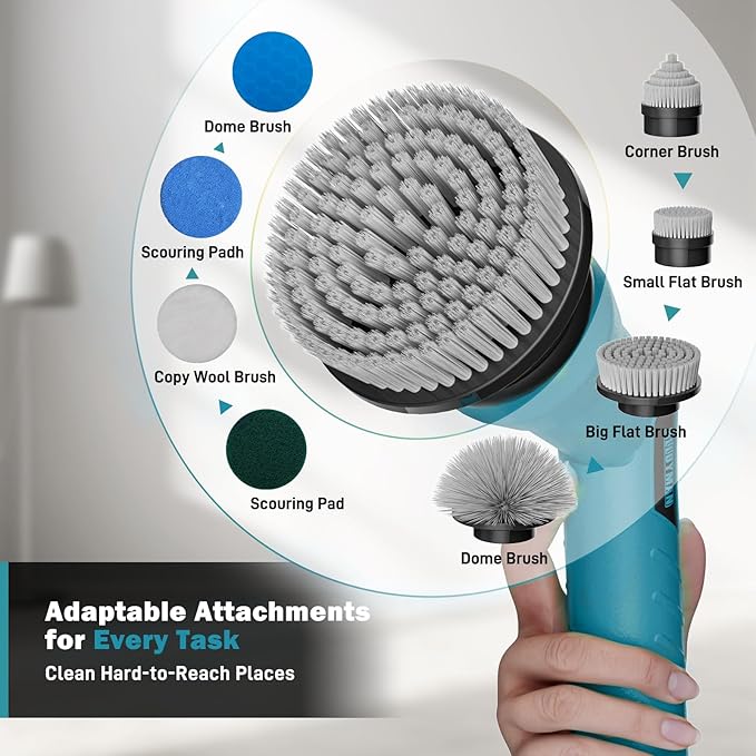 Alloyman 1200RPM Electric Spin Scrubber, 20V Replaceable Battery, Shower - Image 6