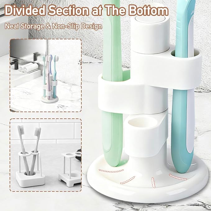2 Pack 360° Rotating Toothbrush Holder - Image 5