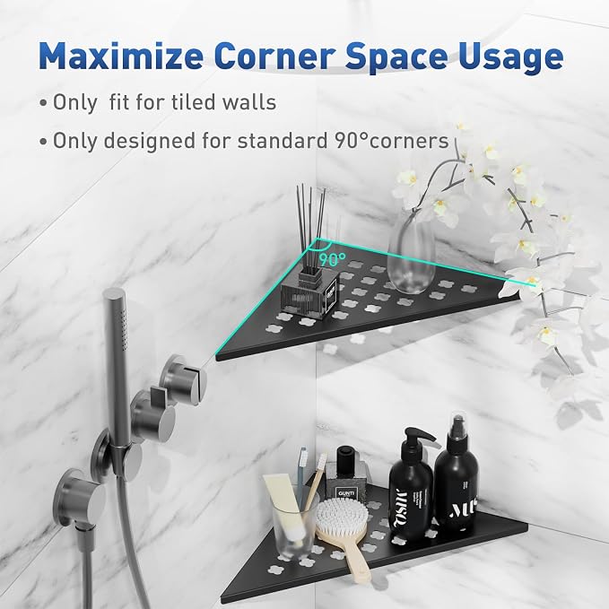 lives Shower Corner Shelf 10" Slot Design Corner Shelves - Image 4