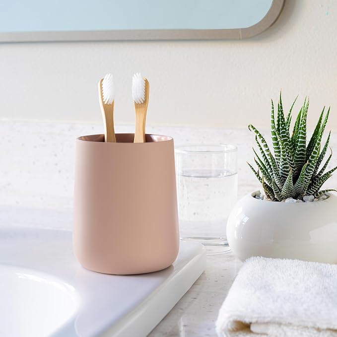 Matte Dusty Pink/Mauve Toothbrush and Toothpaste Holder and Cup - Image 7
