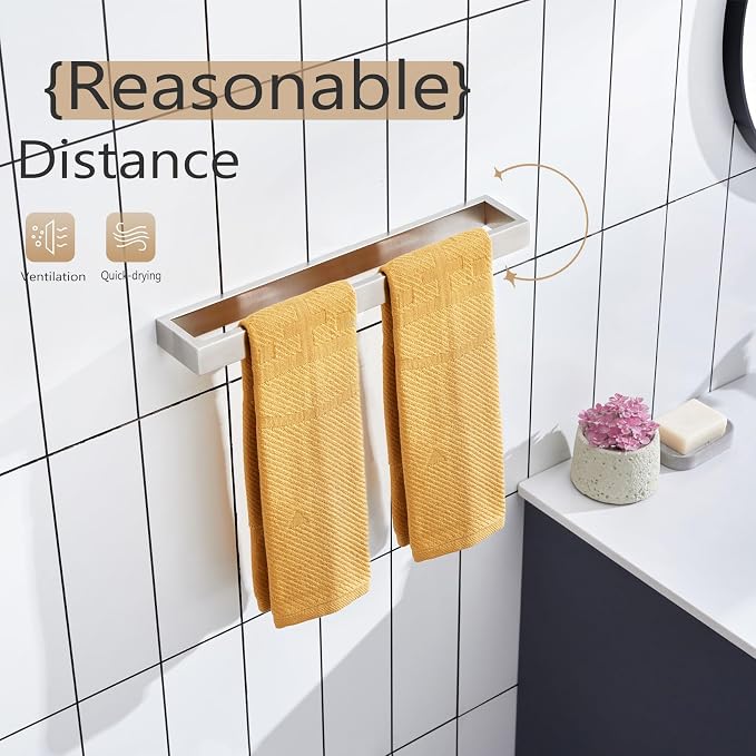 KOKOSIRI Towel Bar Brushed Nickel Bath Towel Hanger Holder 16-Inch Kitchen Rack - Image 9