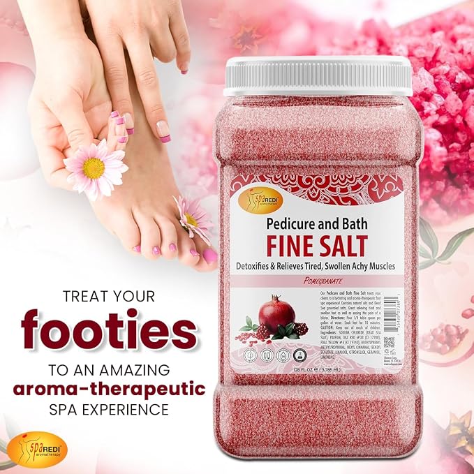 SPA REDI - Detox Foot Soak Pedicure and Bath Fine Salt, Pomegranate, 128 Oz - - Image 4