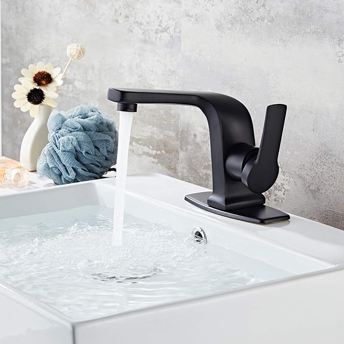 Modern Black Bathroom Faucet, Single Handle Commercial Bathroom Sink Faucet - Image 7