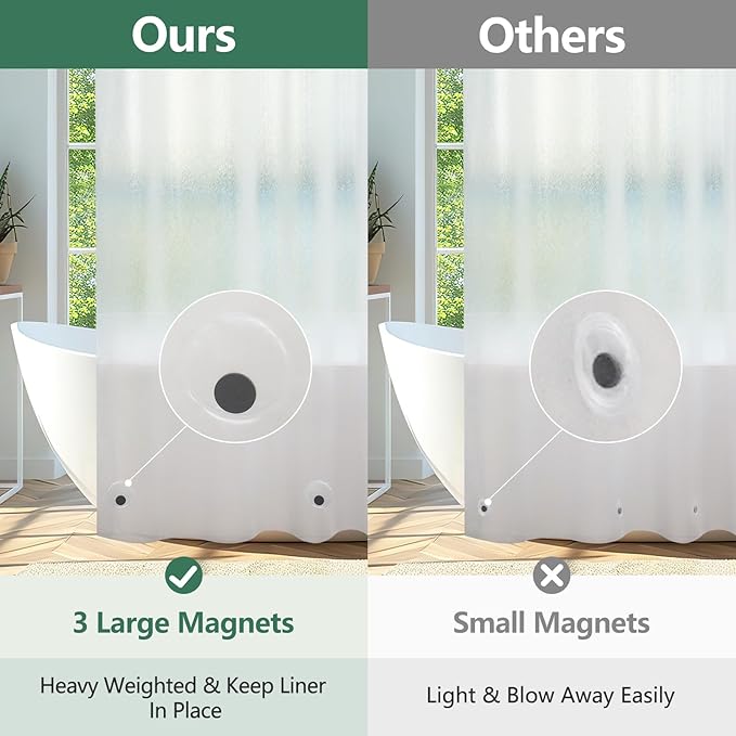 Waterproof EVA Frosted Shower Curtain Liner Short 66 Inch, Bpa-Free Shower Liner - Image 3