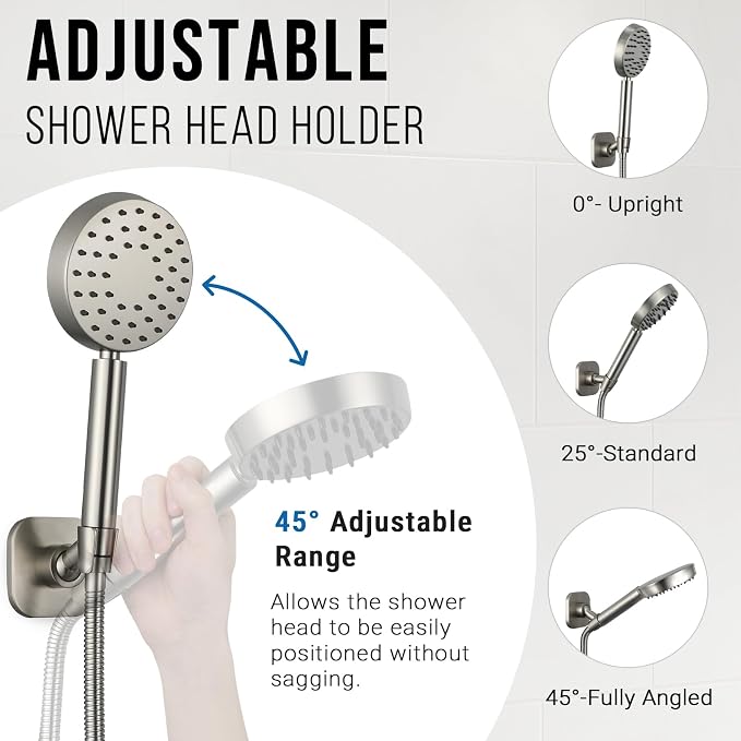G-Promise All Metal Handheld Shower Head Holder, Adjustable Wall Mount Shower - Image 3
