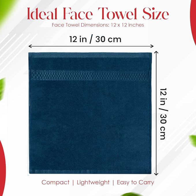 RIVERSIDE 12 Pack Premium 100% Cotton Face Washcloths, 550 GSM, 12 x 12 Inches - Image 2