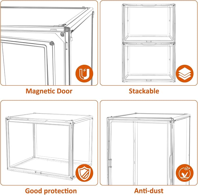 3Pack Extra Large 17.7"X13"X13" Clear Acrylic Organizer Box Display Case - Image 4