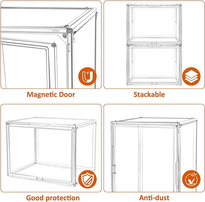 2Pack Extra Large 17.7"X13"X13" Clear Acrylic Organizer Box Display Case - Image 4
