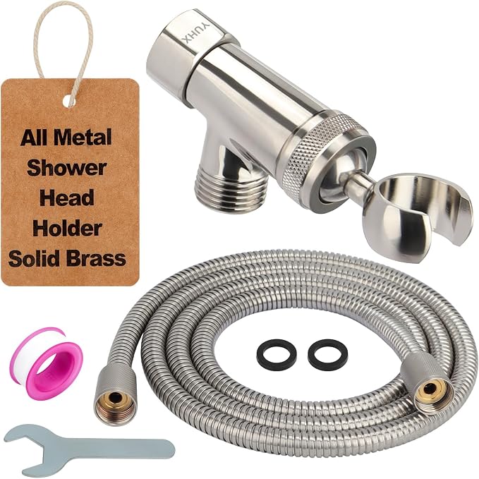 Shower Head Holder All Metal and Extra Long Stainless Steel 6 ft. Hose by Unknown