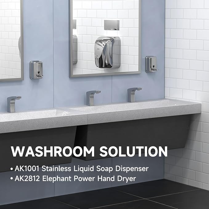 AIKE Polished Stainless Steel Wall Mount Pump Soap Dispenser Polished 34 fl.oz. - Image 3