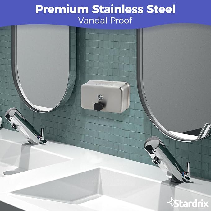 Heavy Duty Stainless Steel Wall Mount Soap Dispenser, 1100ml/37oz, - Image 5