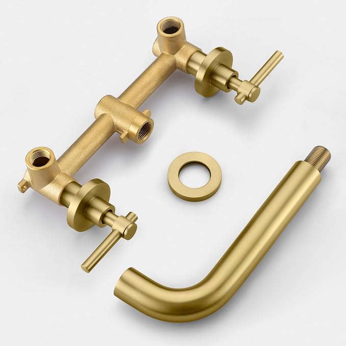 SUMERAIN Wall Mount Tub Faucet Brushed Gold Bathtub Faucet 3 Hole Tub Filler - Image 6