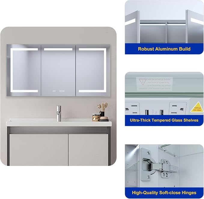 60" x 30" LED Lighted Medicine Cabinet - Image 4