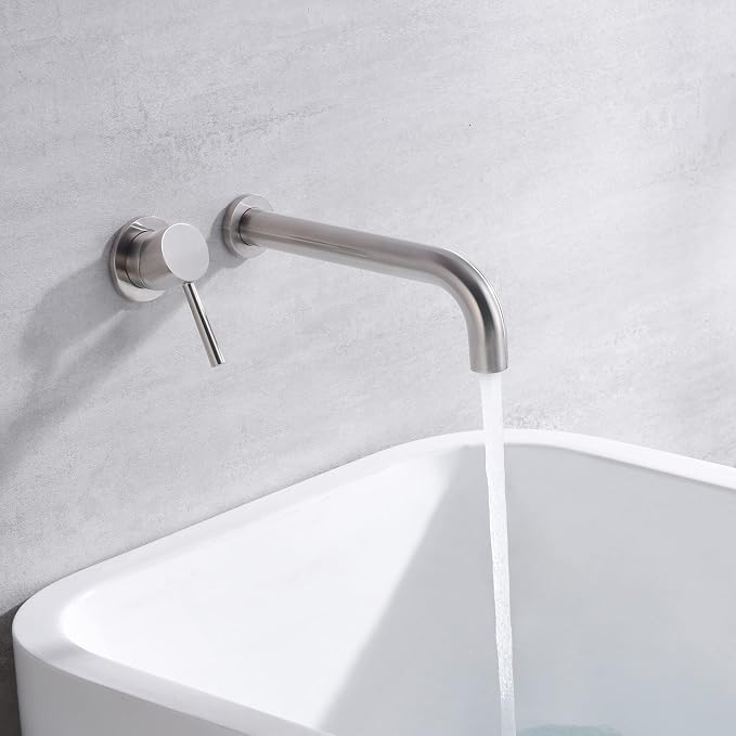 sumerain Bathtub Faucet Brushed Nickel Wall Mount Tub Faucet Single Left-Handed - Image 4
