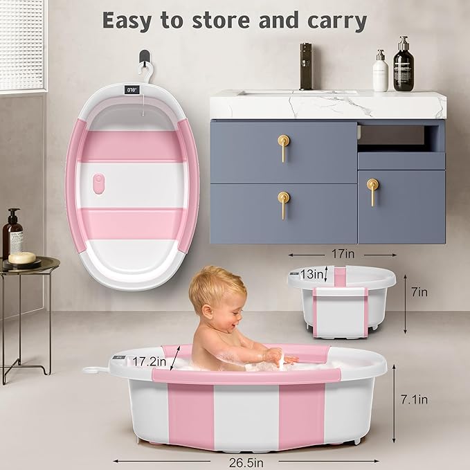 Collapsible Baby Bathtub for Newborn to Toddler 0-36 Months, Spacious Foldable - Image 3