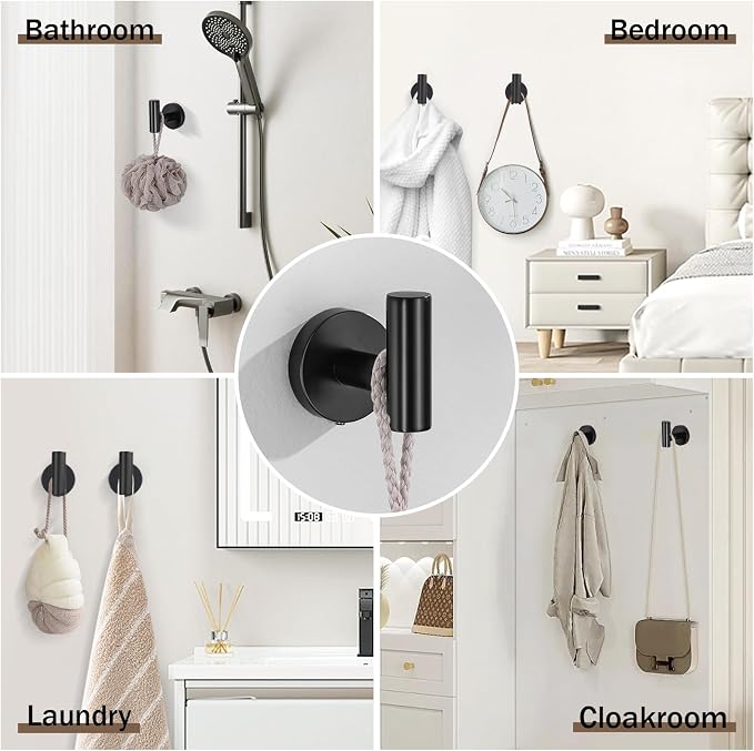 Matte Black Towel Bar Set 10 Pieces Bathroom Hardware Accessories Set Towel - Image 5