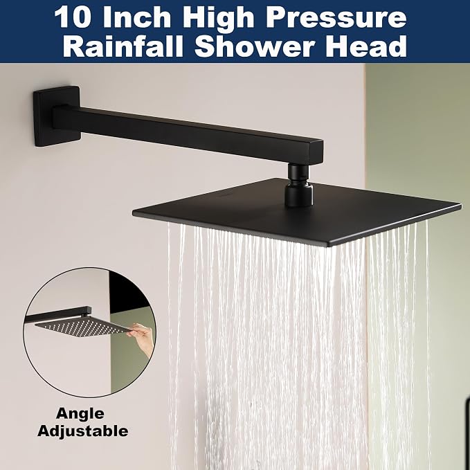 Shower System with Tub Spout, All Metal Black Bathtub Shower Faucet Set with - Image 4