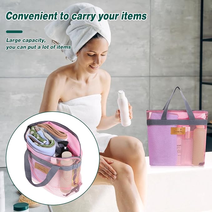 KALIONE Mesh Shower Caddy Bag, Portable Gym Shower Bag, Quick Dry Hanging - Image 3