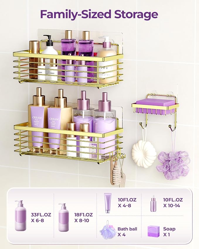 ODesign Shower Caddy 3 Pack SUS304 Stainless Steel-No Drilling-Shower Bathroom - Image 5