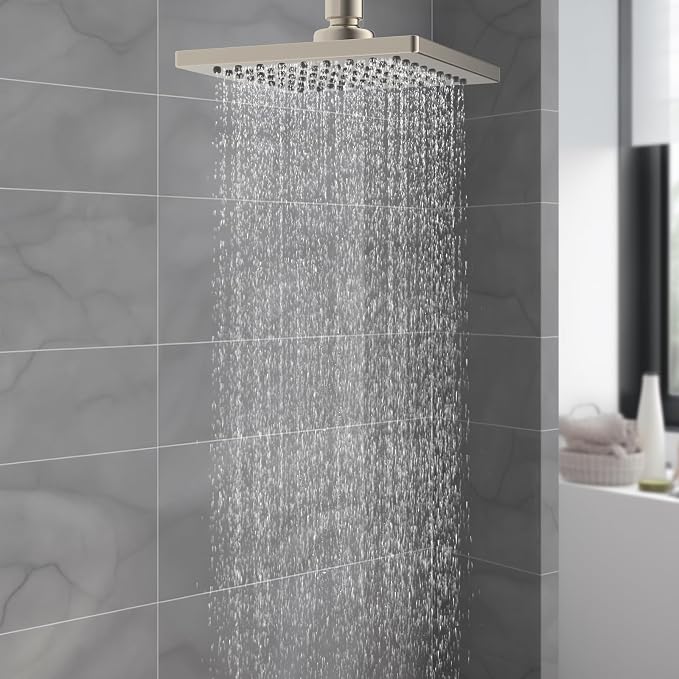 Hibbent Thickness Metal Rain Shower Head, Square Bathroom Waterfall Shower Heads - Image 9