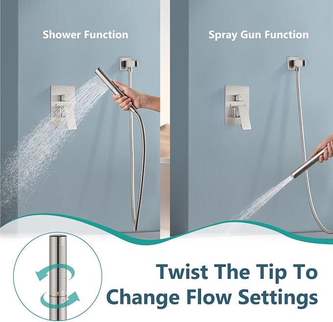 Aolemi Shower System with Rainfall Shower Head and Handheld Wall Mount - Image 3
