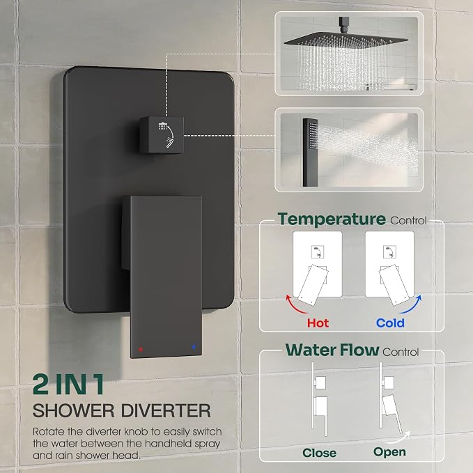 Ceiling Mount Shower System, High-Pressure Showerheads Set - Image 7
