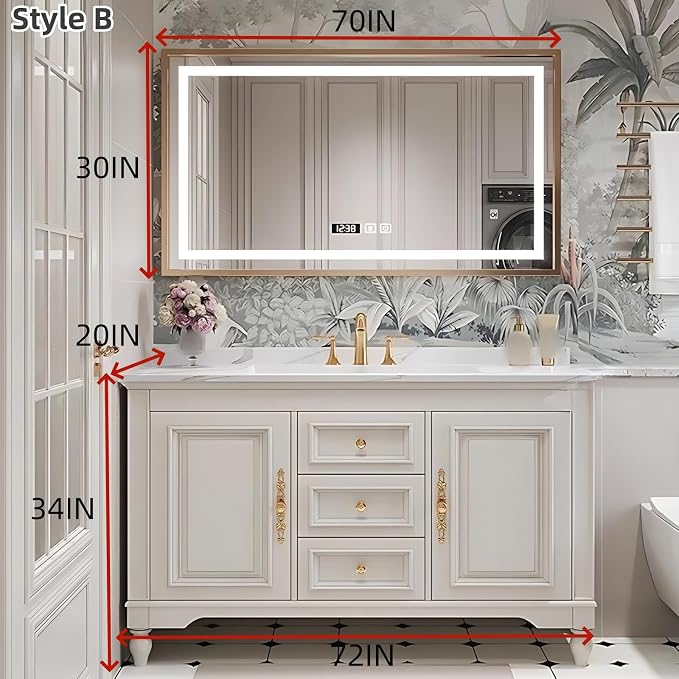 72IN Cream White Bathroom Vanity - Image 2