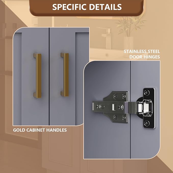 Bathroom 36" Vanity with Ceramic Sink, Wooden Double Door Bathroom Storage - Image 7
