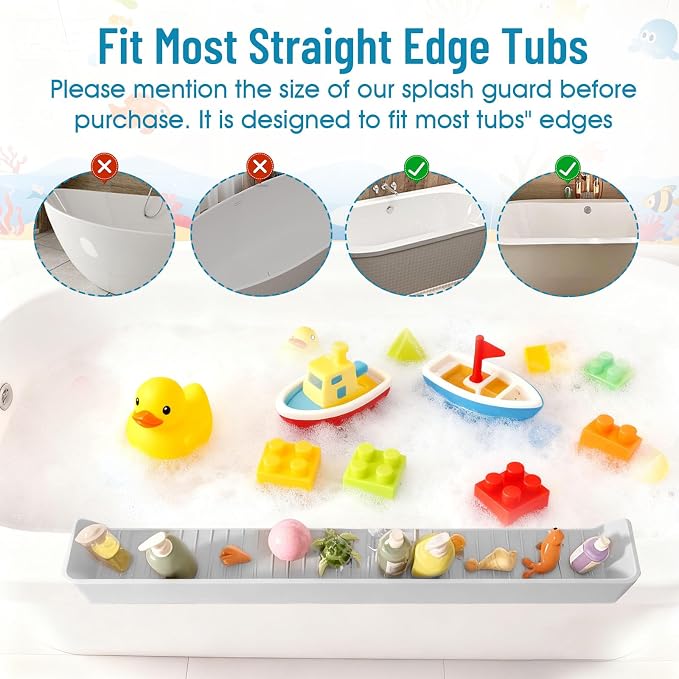 Splash Guard for Bathtub Kids, Longer Silicone Bathtub Splash Guard - Image 6