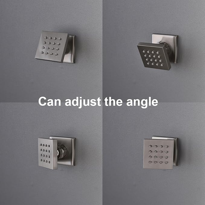 Thermostatic Rainfall Full Body Shower System Brushed Nickel Shower Fixtures 16 - Image 4